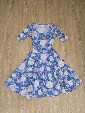 Sky Blue with Pastel Floral Lularoe Maxi Dress
